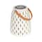 Hello Honey® 8" White & Brown Stoneware Rechargeable LED Solar Powered Waterproof Lantern